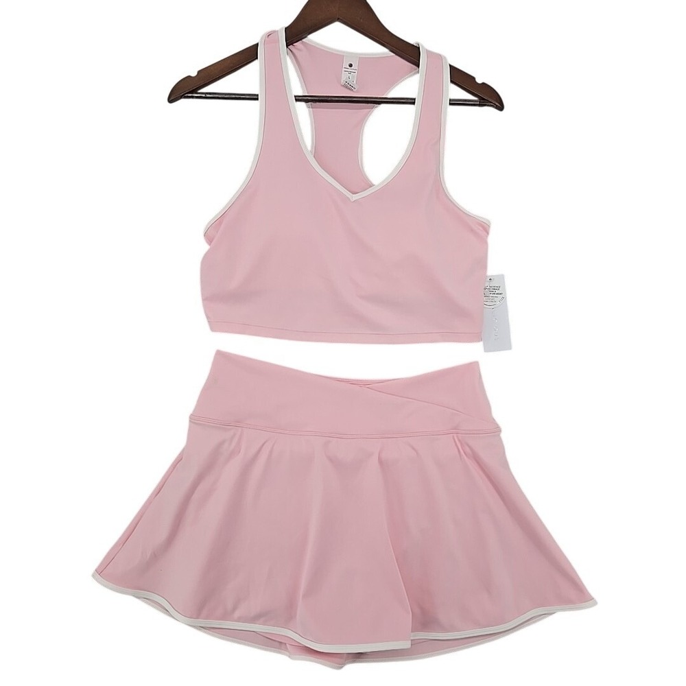 Yogalicious Lux Rally Radiance NWT Pink Crop Tank &‎ Skort Set LARGE Fairy Tale